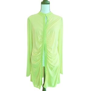 SKIMS Summer Mesh Long Sleeve Beach Cover Up Dress Neon Green XL